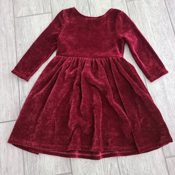 Lilt Girls Red Velour Long Sleeve Dress with Fox Sequin Detail Size 4 - Picture 10 of 10